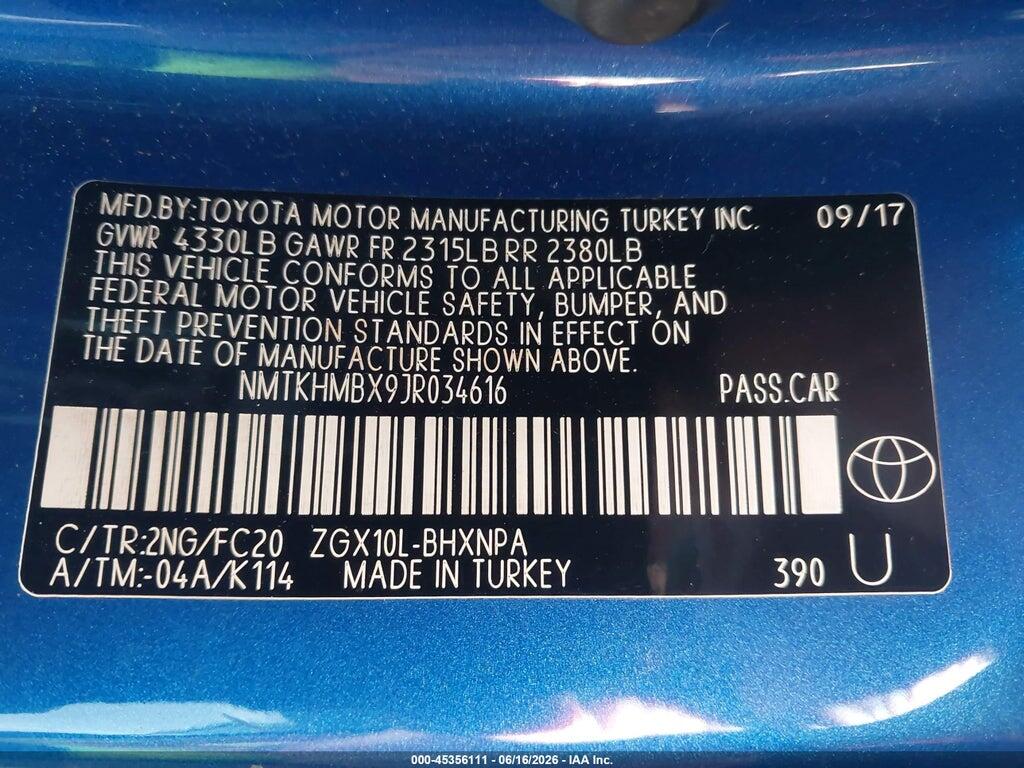 NMTKHMBX9JR034616 2018 TOYOTA C-HR photo no. 9