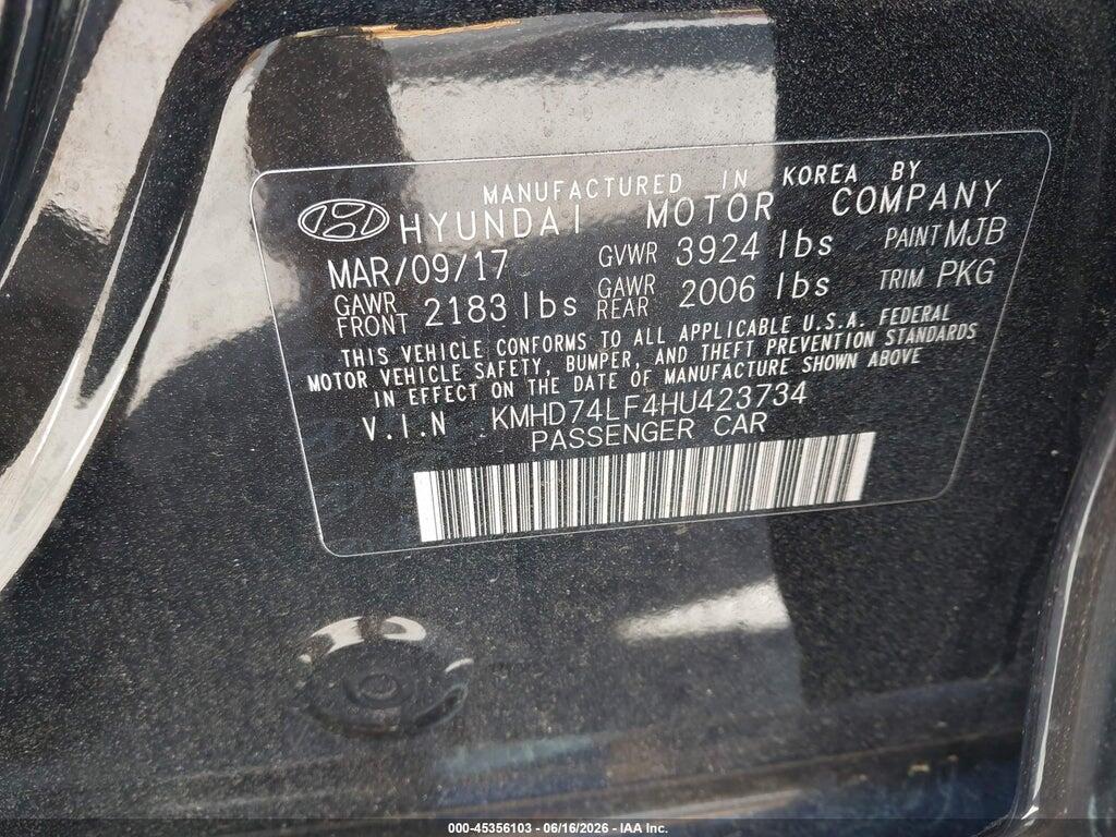 KMHD74LF4HU423734 2017 HYUNDAI ELANTRA photo no. 9