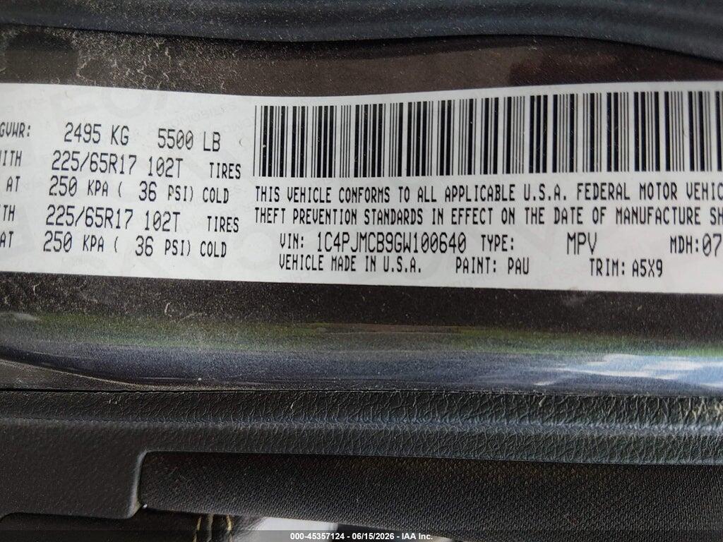 1C4PJMCB9GW100640 2016 JEEP CHEROKEE photo no. 9