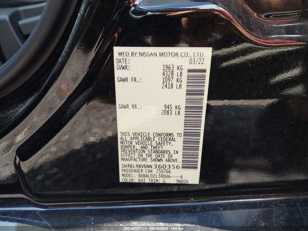 1N4BL4BV6NN360356 2022 NISSAN ALTIMA photo no. 9
