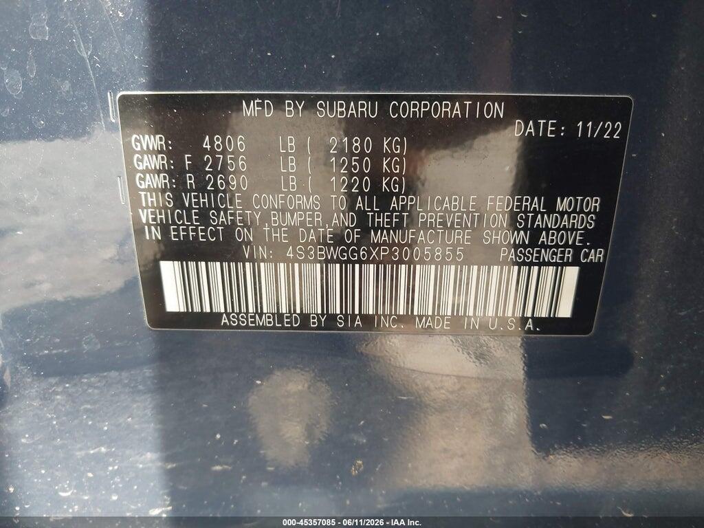 4S3BWGG6XP3005855 2023 SUBARU LEGACY photo no. 9