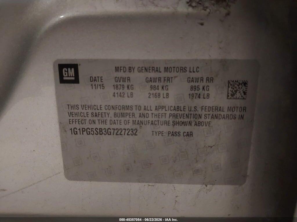 1G1PG5SB3G7227232 2016 CHEVROLET CRUZE LIMITED photo no. 9