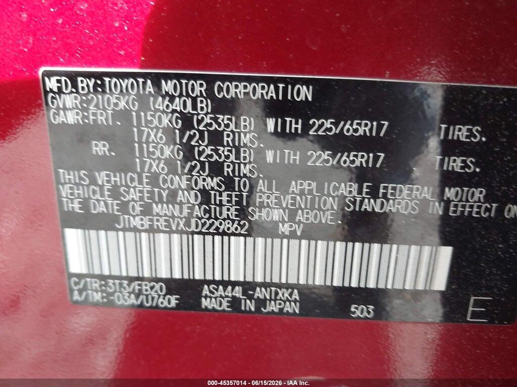 JTMBFREVXJD229862 2018 TOYOTA RAV4 photo no. 9