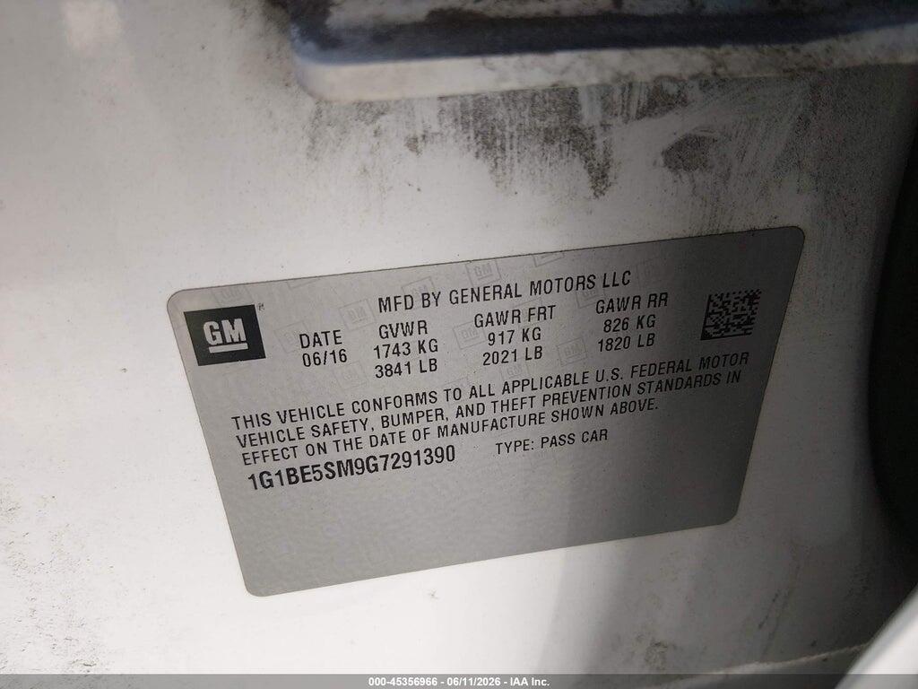 1G1BE5SM9G7291390 2016 CHEVROLET CRUZE photo no. 9