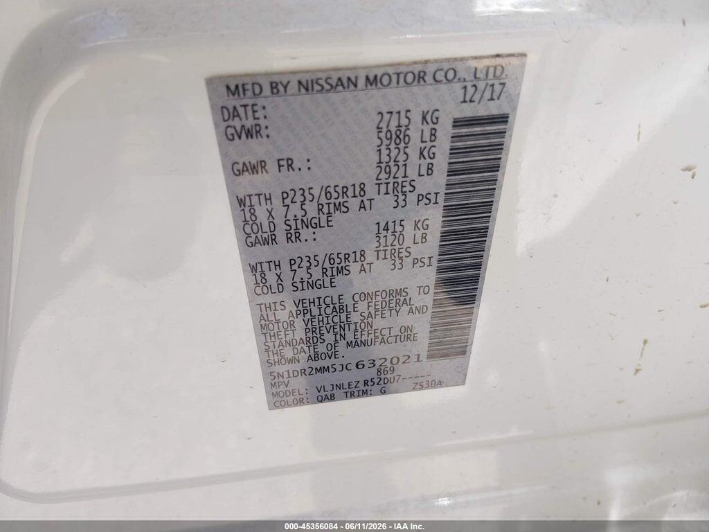 5N1DR2MM5JC632021 2018 NISSAN PATHFINDER photo no. 9