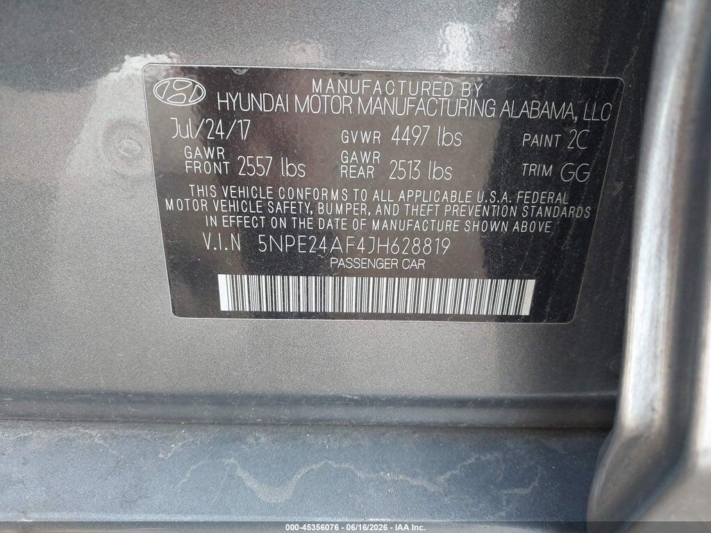 5NPE24AF4JH628819 2018 HYUNDAI SONATA photo no. 9