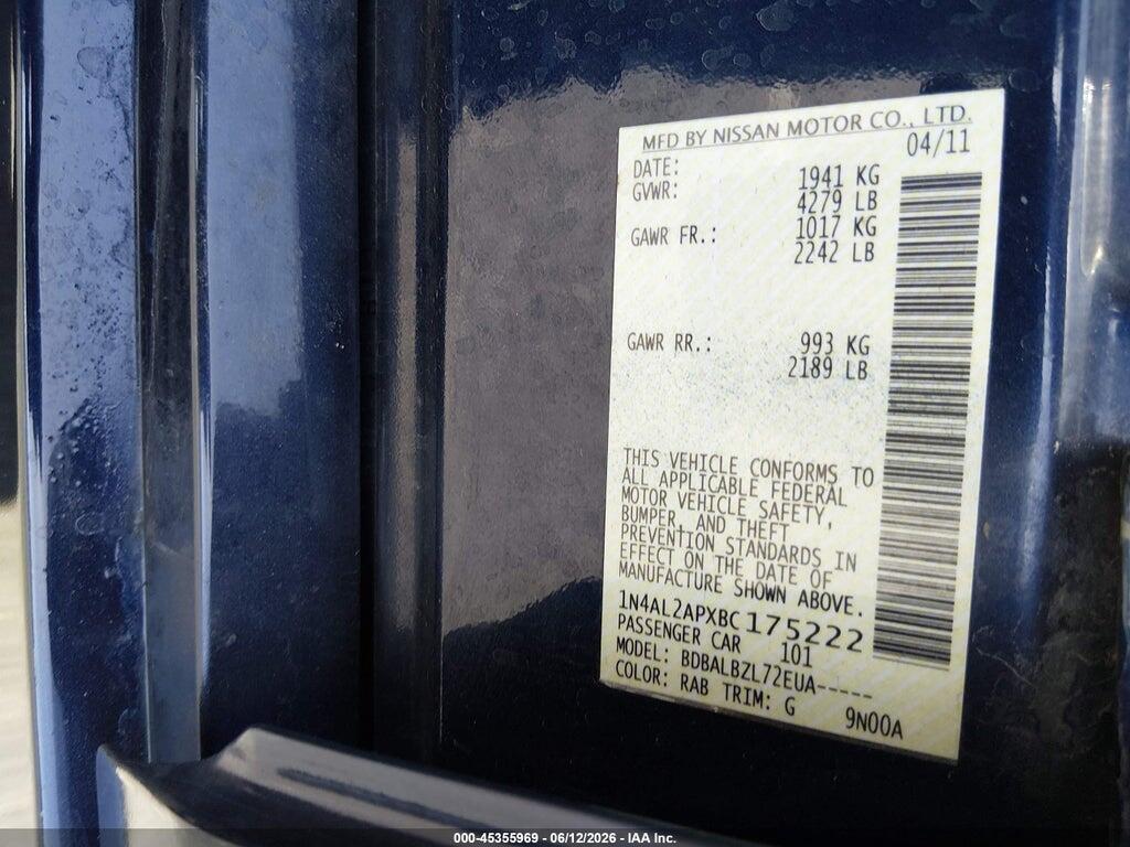 1N4AL2APXBC175222 2011 NISSAN ALTIMA photo no. 9