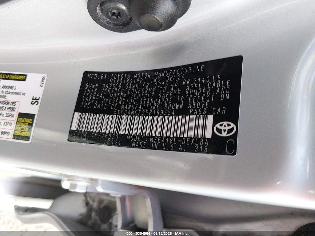 5YFB4MDE2RP189554 2024 TOYOTA COROLLA photo no. 9