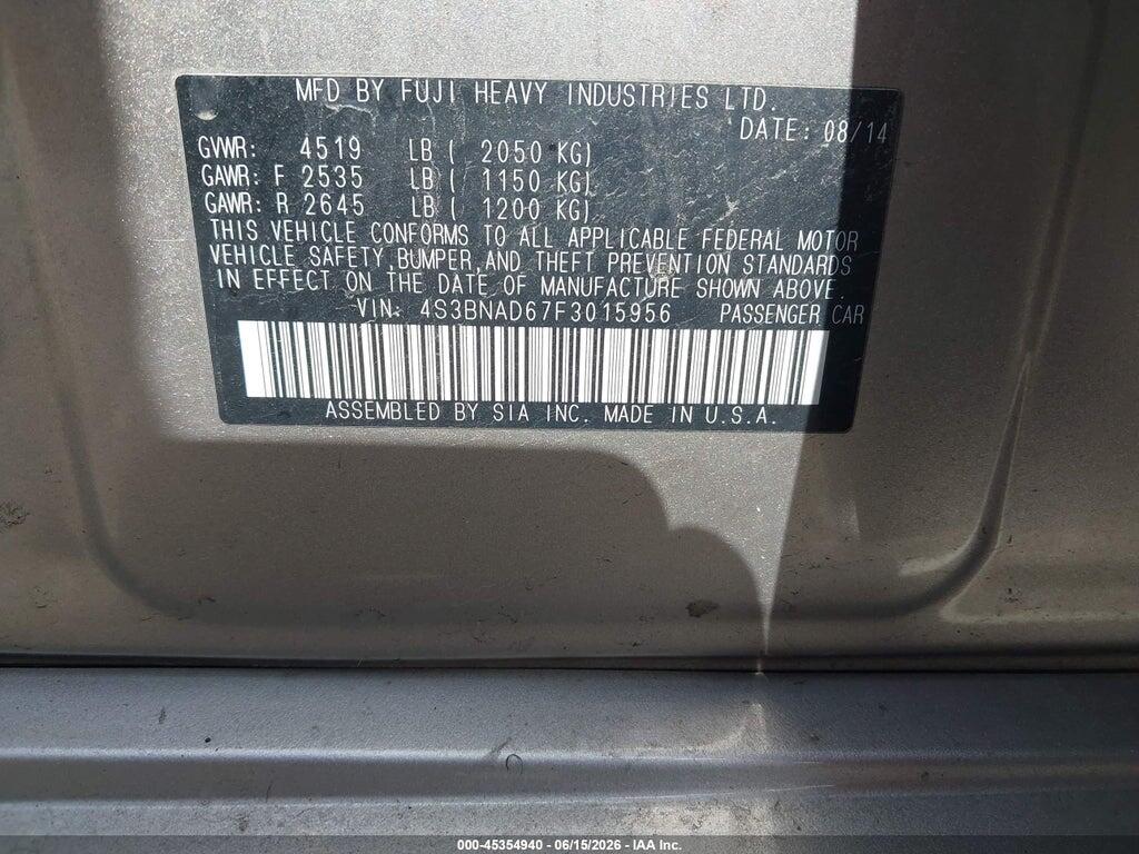 4S3BNAD67F3015956 2015 SUBARU LEGACY photo no. 9