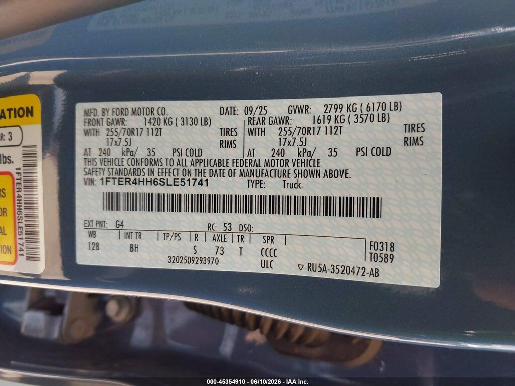 1FTER4HH6SLE51741 2025 FORD RANGER photo no. 9