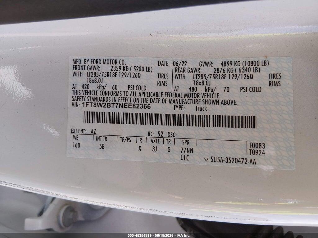 1FT8W2BT7NEE82366 2022 FORD F-250 photo no. 9