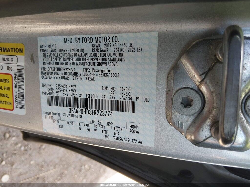 3FA6P0HD3FR223774 2015 FORD FUSION photo no. 9