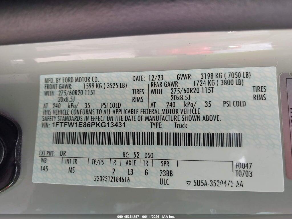 1FTFW1E86PKG13431 2023 FORD F-150 photo no. 9