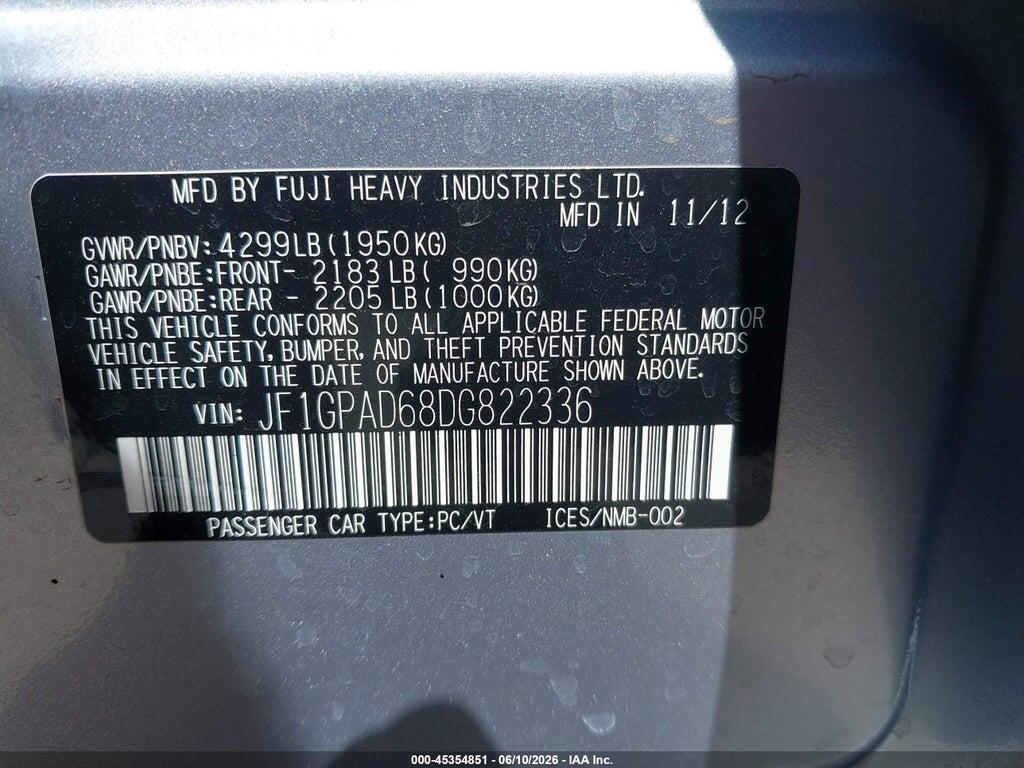 JF1GPAD68DG822336 2013 SUBARU IMPREZA photo no. 9