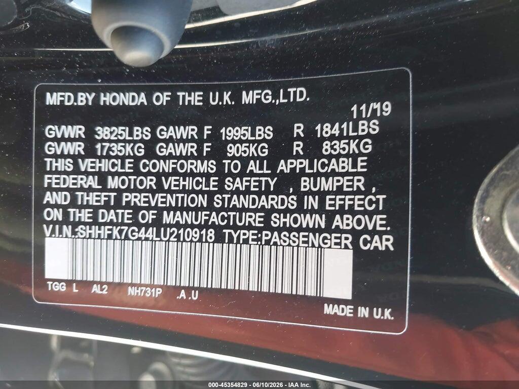 SHHFK7G44LU210918 2020 HONDA CIVIC photo no. 9