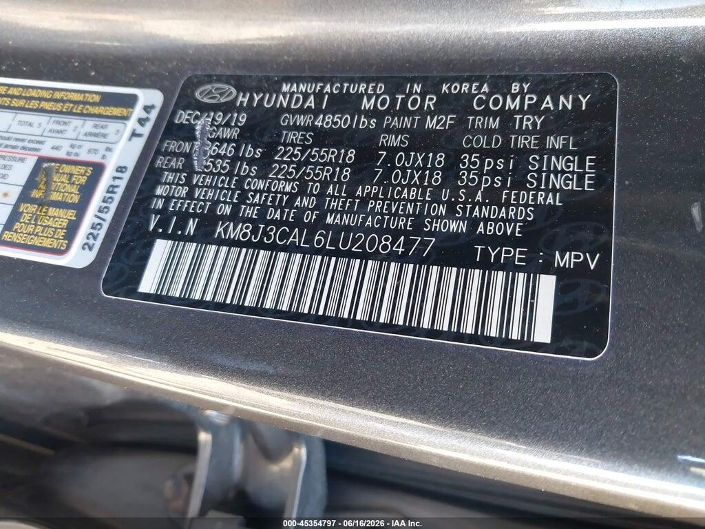 KM8J3CAL6LU208477 2020 HYUNDAI TUCSON photo no. 9