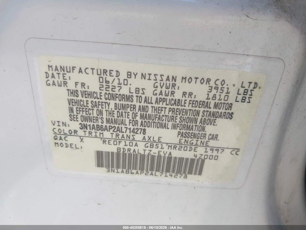 3N1AB6AP2AL714278 2010 NISSAN SENTRA photo no. 9