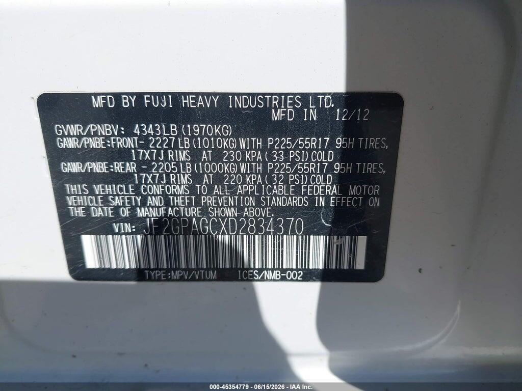 JF2GPAGCXD2834370 2013 SUBARU XV CROSSTREK photo no. 9