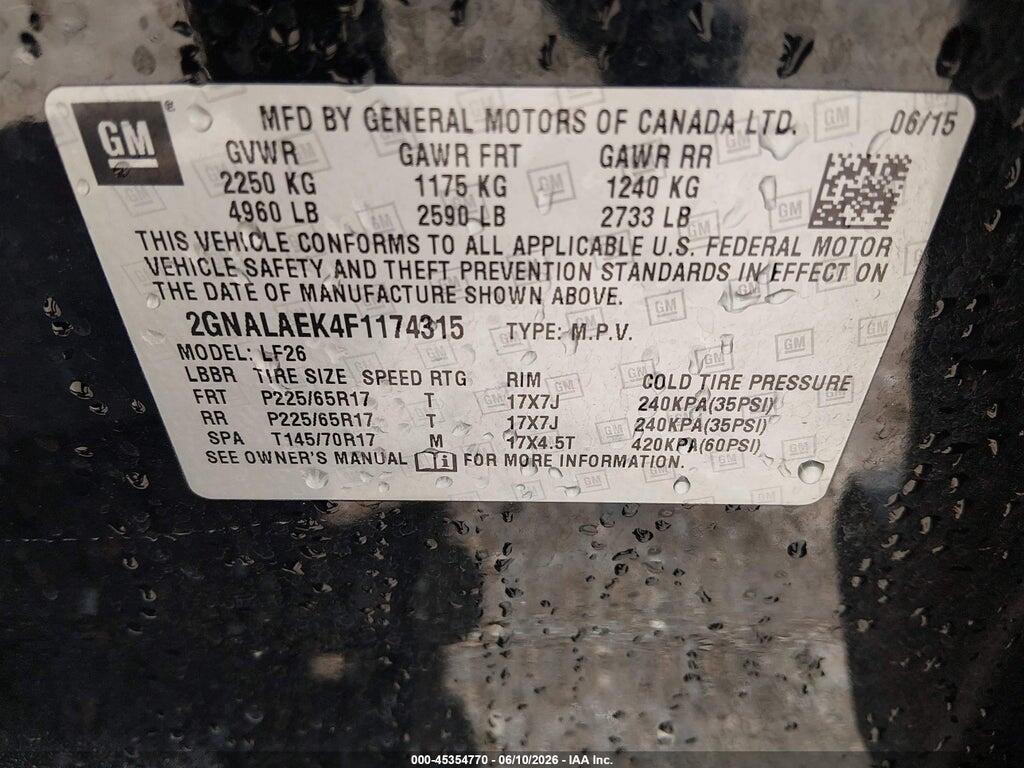 2GNALAEK4F1174315 2015 CHEVROLET EQUINOX photo no. 9