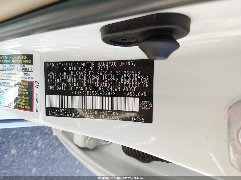 4T1BK3DB5BU423972 2011 TOYOTA AVALON photo no. 9