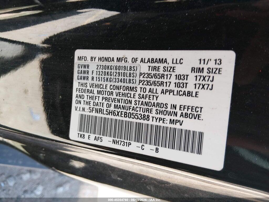 5FNRL5H6XEB055388 2014 HONDA ODYSSEY photo no. 9