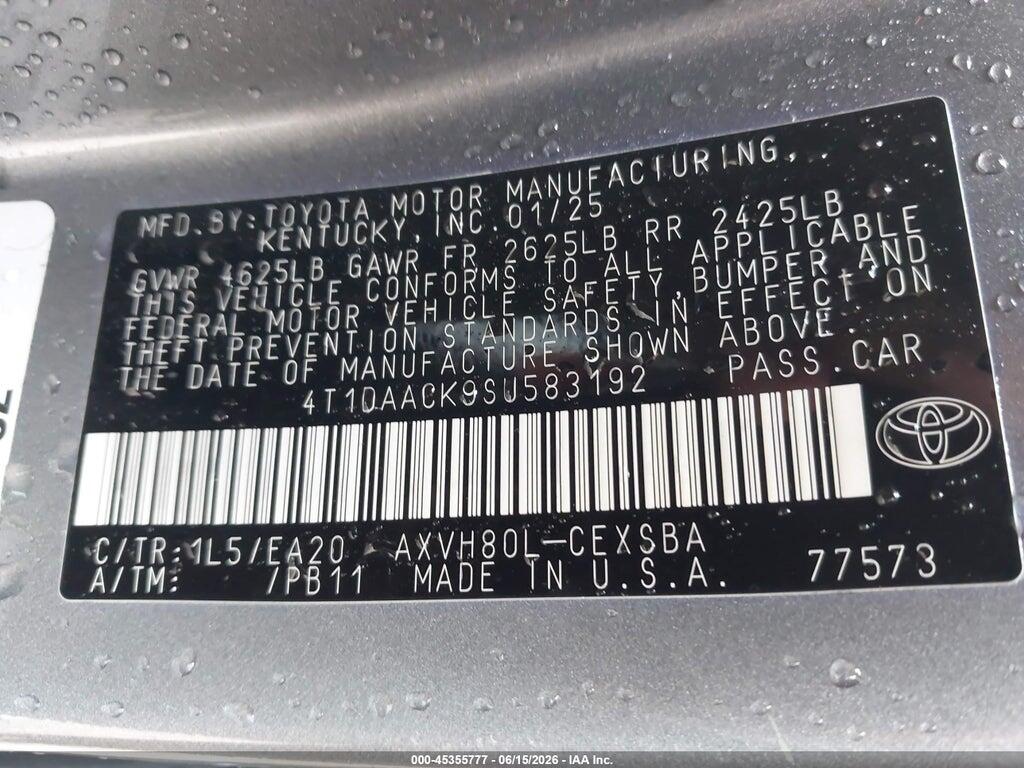 4T1DAACK9SU583192 2025 TOYOTA CAMRY photo no. 9
