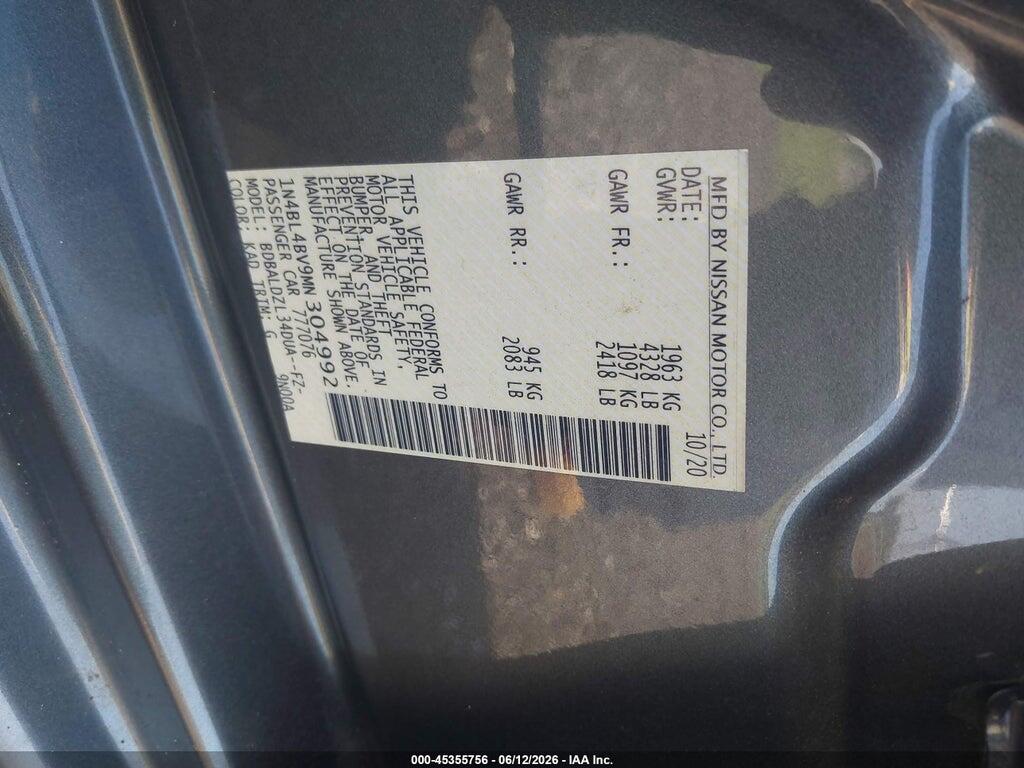 1N4BL4BV9MN304992 2021 NISSAN ALTIMA photo no. 9