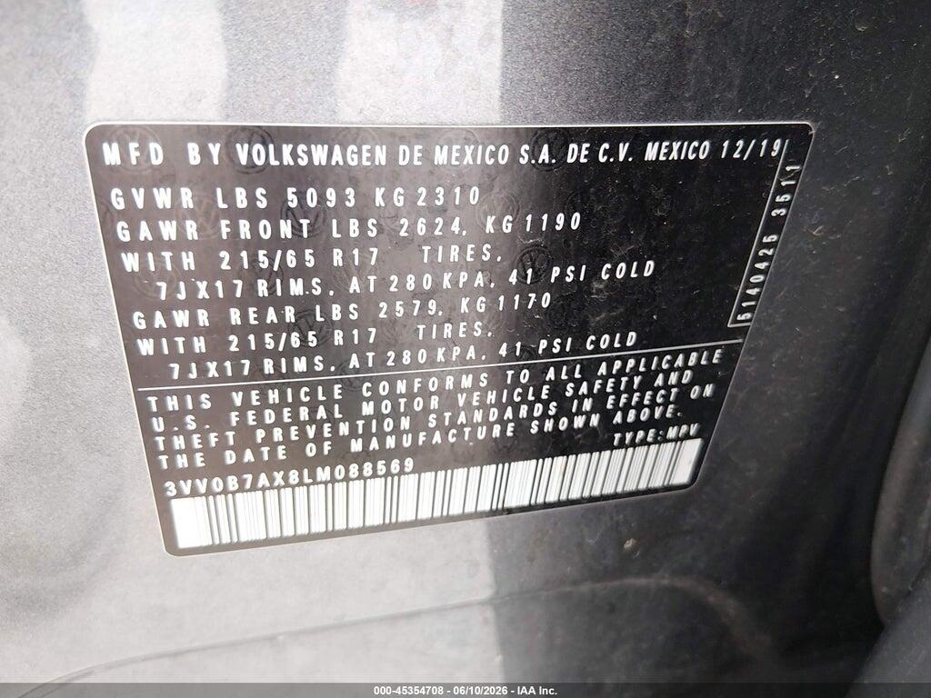 3VV0B7AX8LM088569 2020 VOLKSWAGEN TIGUAN photo no. 9