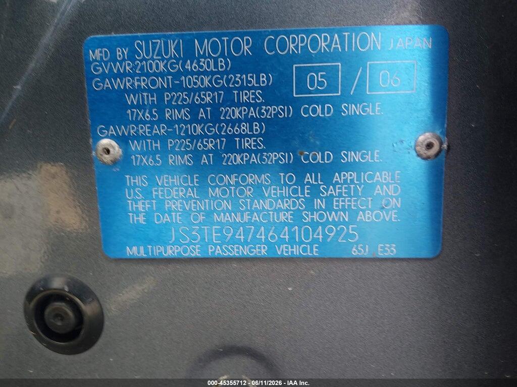 JS3TE947464104925 2006 SUZUKI GRAND VITARA photo no. 9