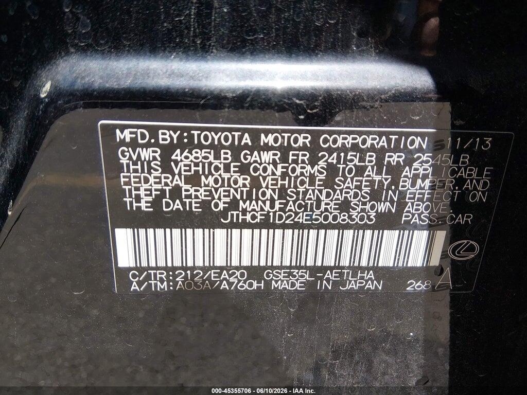 JTHCF1D24E5008303 2014 LEXUS IS 250 photo no. 9