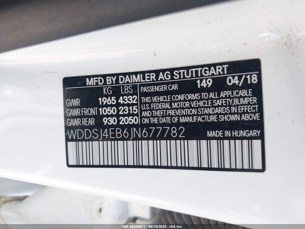 WDDSJ4EB6JN677782 2018 MERCEDES-BENZ CLA 250 photo no. 9