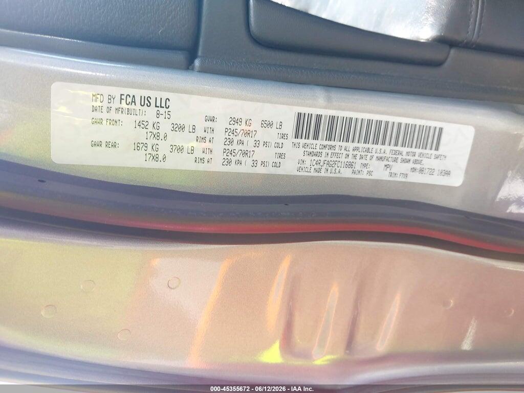 1C4RJFAG2FC116861 2015 JEEP GRAND CHEROKEE photo no. 9