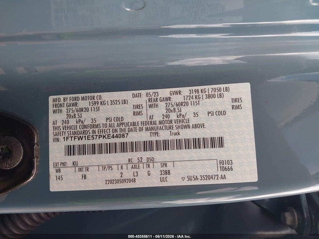 1FTFW1E57PKE44087 2023 FORD F-150 photo no. 9