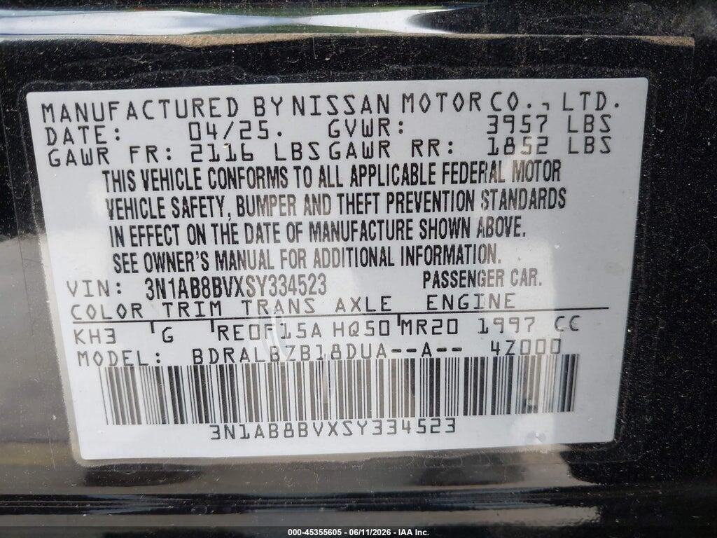 3N1AB8BVXSY334523 2025 NISSAN SENTRA photo no. 9