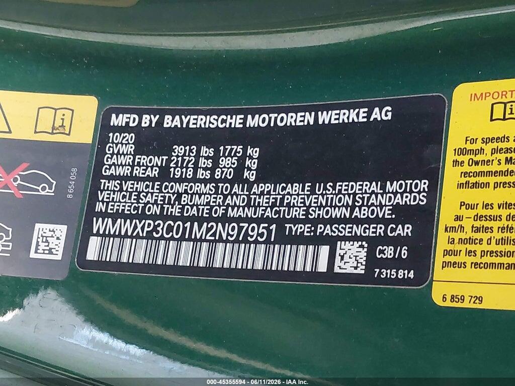 WMWXP3C01M2N97951 2021 MINI SE HARDTOP photo no. 9