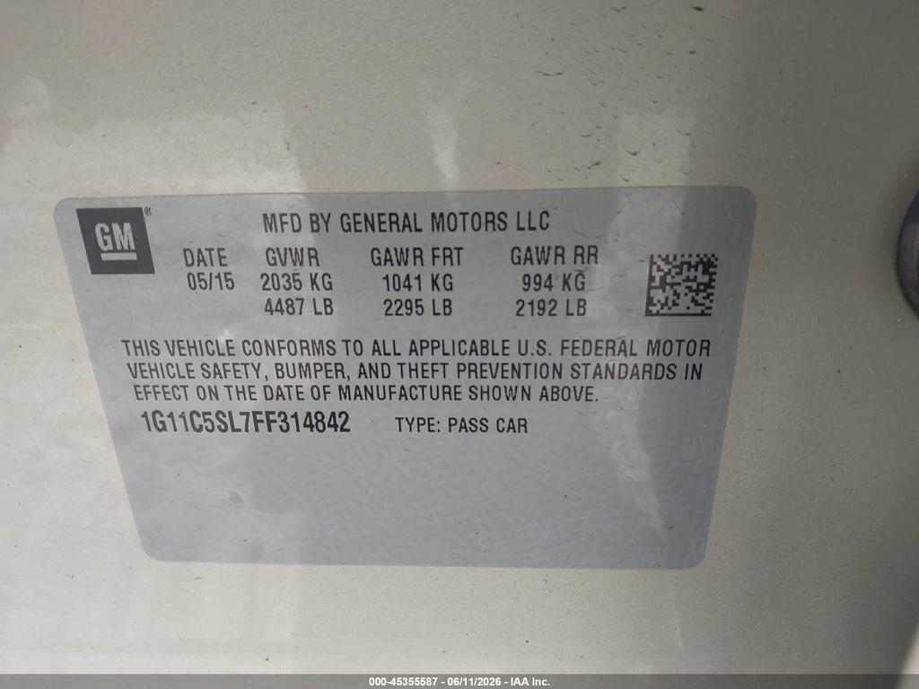 1G11C5SL7FF314842 2015 CHEVROLET MALIBU photo no. 9