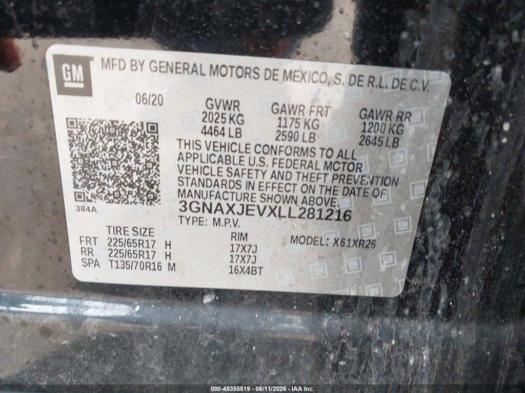 3GNAXJEVXLL281216 2020 CHEVROLET EQUINOX photo no. 9