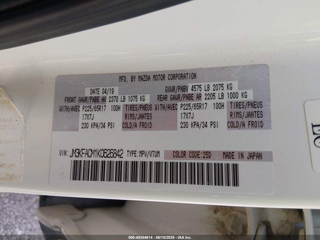 JM3KFACM1K0626842 2019 MAZDA CX-5 photo no. 9