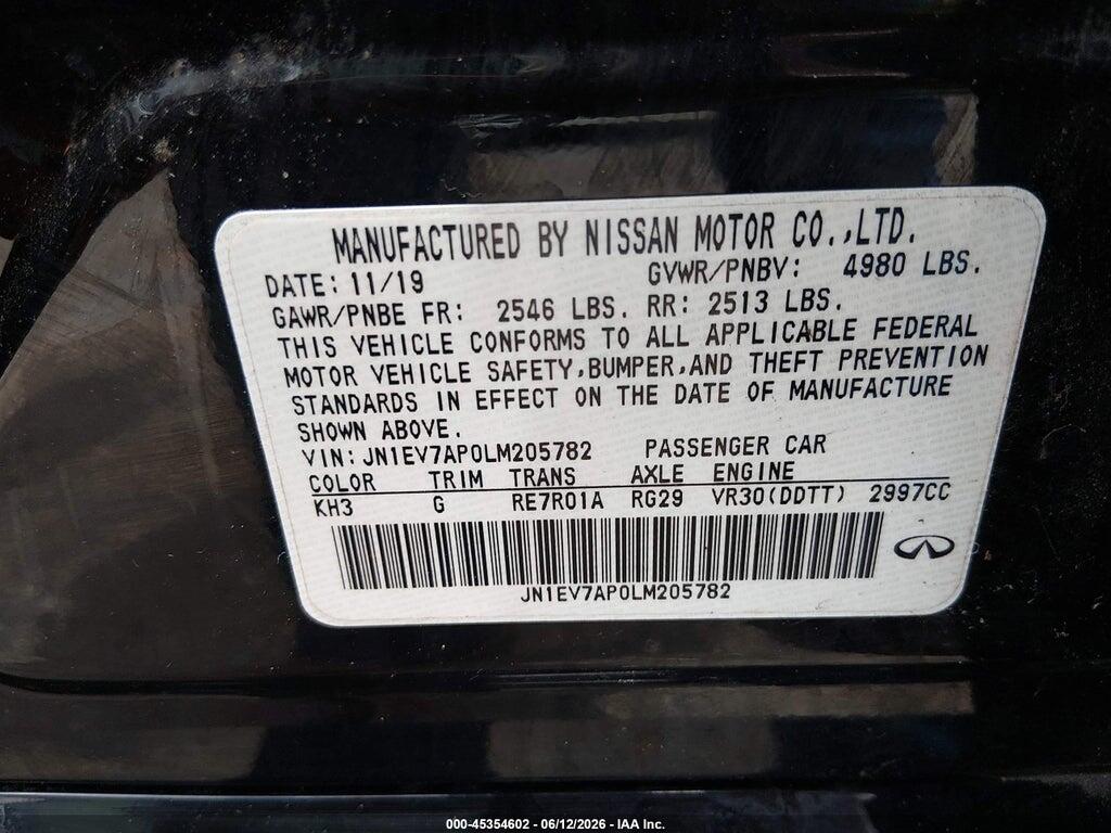 JN1EV7AP0LM205782 2020 INFINITI Q50 photo no. 9