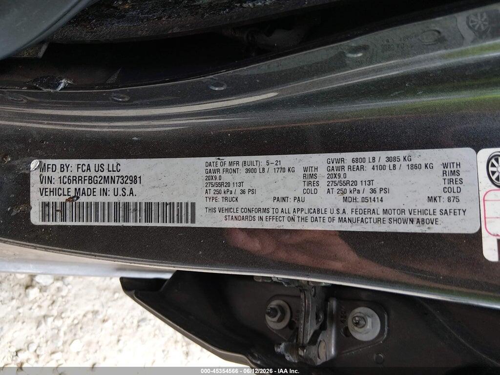 1C6RRFBG2MN732981 2021 RAM 1500 photo no. 9
