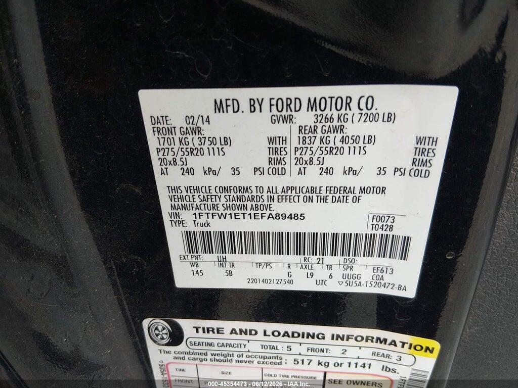 1FTFW1ET1EFA89485 2014 FORD F-150 photo no. 9