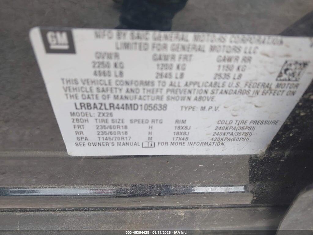 LRBAZLR44MD105638 2021 BUICK ENVISION photo no. 9