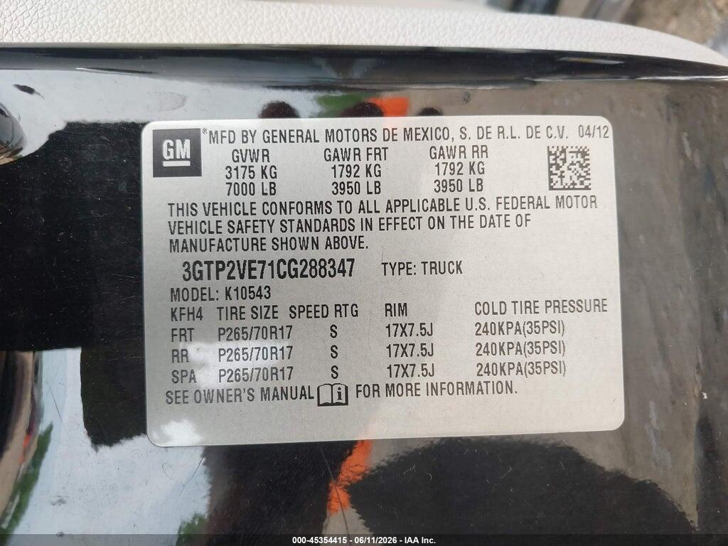 3GTP2VE71CG288347 2012 GMC SIERRA 1500 photo no. 9