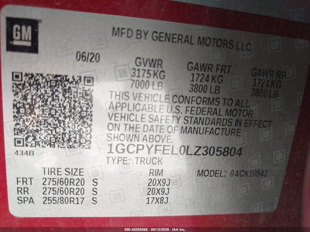 1GCPYFEL0LZ305804 2020 CHEVROLET SILVERADO 1500 photo no. 9
