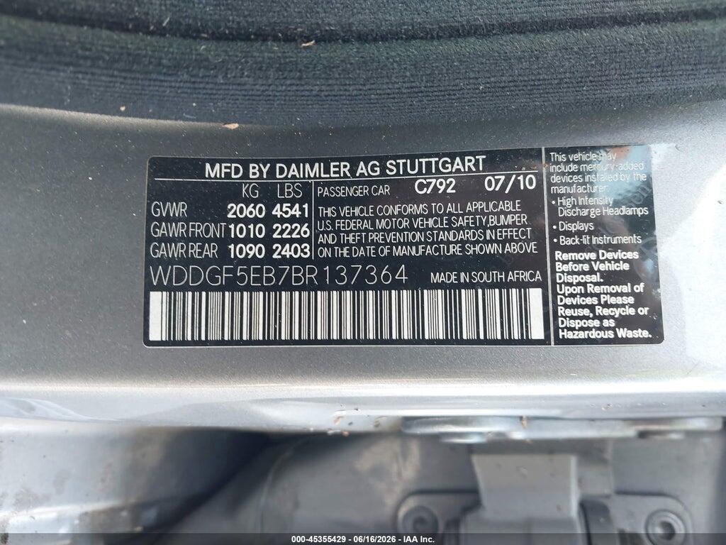 WDDGF5EB7BR137364 2011 MERCEDES-BENZ C 300 photo no. 9