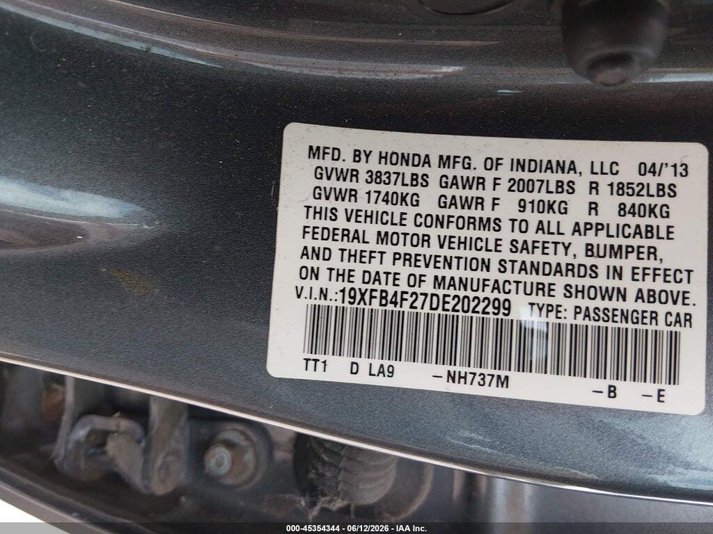 19XFB4F27DE202299 2013 HONDA CIVIC HYBRID photo no. 9