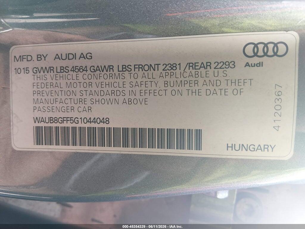 WAUB8GFF5G1044048 2016 AUDI A3 photo no. 9