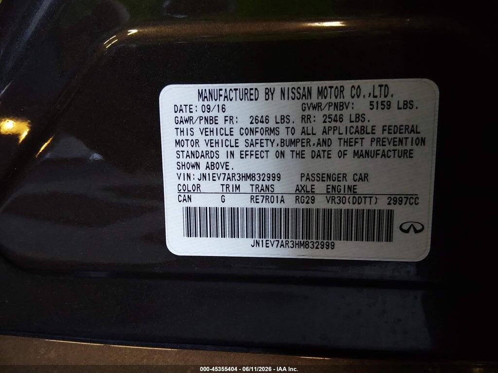 JN1EV7AR3HM832999 2017 INFINITI Q50 photo no. 9