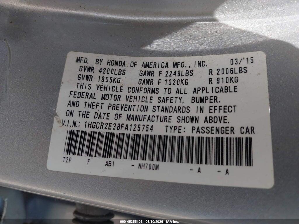 1HGCR2E38FA125754 2015 HONDA ACCORD photo no. 9