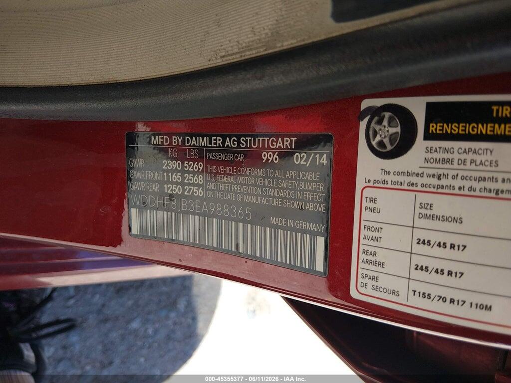WDDHF8JB3EA988365 2014 MERCEDES-BENZ E 350 photo no. 9